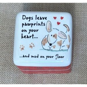 Vintage Linda Grayson Dogs Leave Pawprints Trinket Box Whimsical Fun Dog Lover